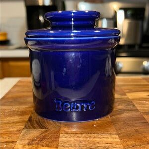Cobalt Blue cafe retro butter bell crock new